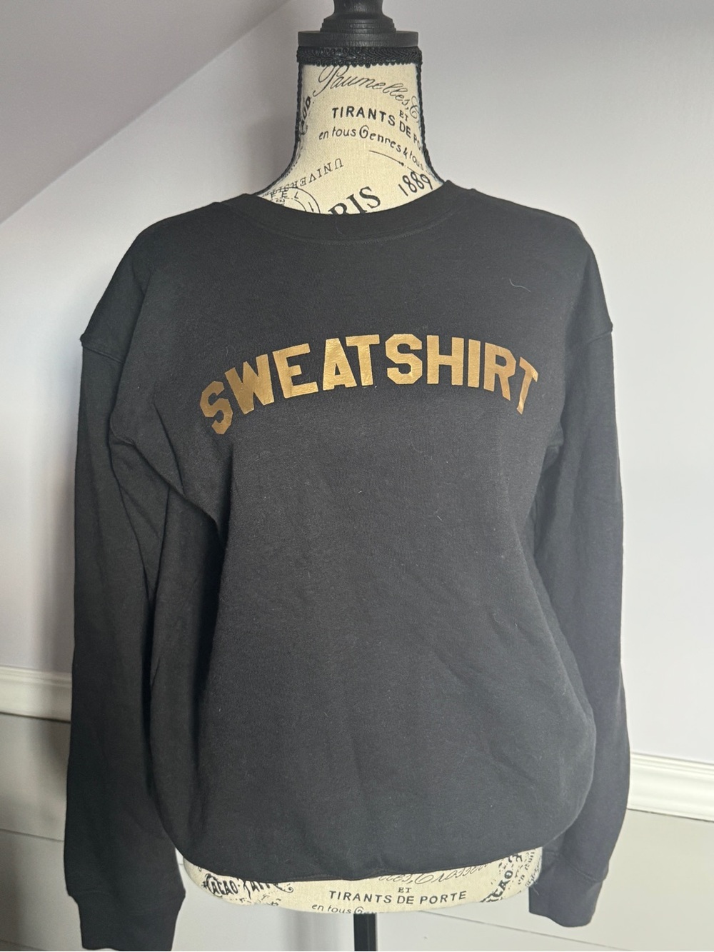Sub Urban RIOT Black Sweatshirt with Gold 'SWEATSHIRT' Print -size Medium NWT